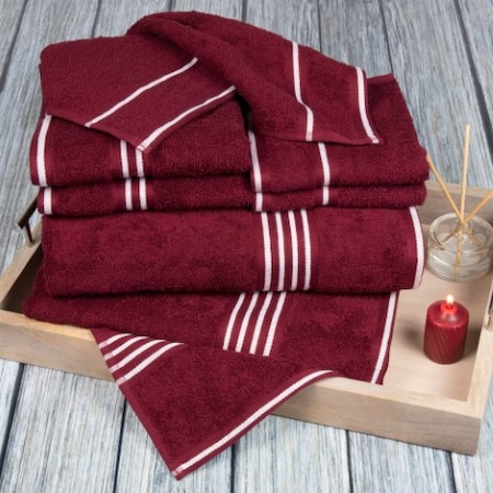 Hastings Home Rio 8 Piece 100 Percent Cotton Towel Set - Burgundy 974728JXF
